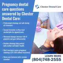 Pregnant patient receiving a dental exam while pregnancy dental care questions are explained by Chester Dental Care.
