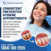 Patient receiving a preventive dental examination with before-and-after images showing improved gum health following professional dental care.